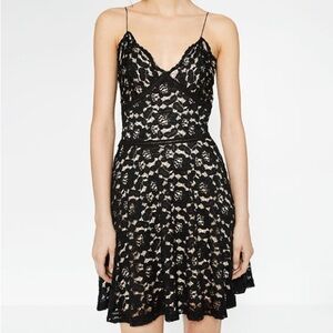 Zara - Black Lace Floral Sleeveless Mini Dress - size Small